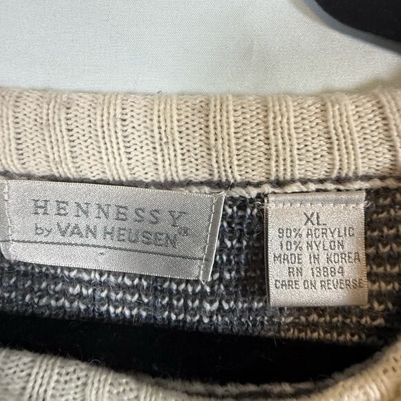 VTG Grandpa Sweater Hennessy Mens SIZE XL Geometric Biggie Van Heusen 90s 80s - Picture 8 of 11